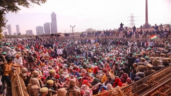 Farmers during a protest march to the National Capital, in Noida, Thursday, 8 February 2024. PTI