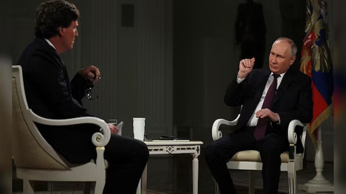 If NATO and the US stop arming Kyiv, “the war will end within weeks”, Putin told a fawning Tucker Carlson in a two-hour monologue masquerading as an interview in Moscow this month. REUTERS If NATO and the US stop arming Kyiv, “the war will end within weeks”, Putin told a fawning Tucker Carlson in a two-hour monologue masquerading as an interview in Moscow this month. REUTERS