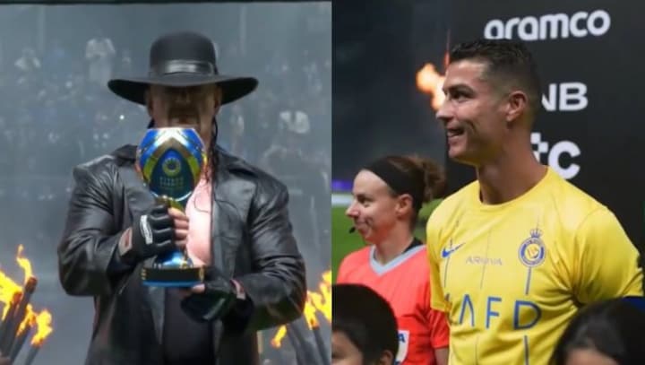 Ronaldo left stunned as WWE superstar The Undertaker makes appearance at Riyadh Season Cup final