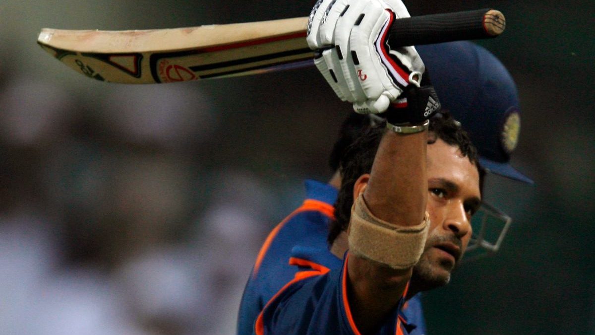 Sachin Tendulkar raises his bat to acknowledge the cheering crowd as he walks back to the pavilion after becoming the first man to score a double century in one-day internationals. Reuters file image Sachin Tendulkar raises his bat to acknowledge the cheering crowd as he walks back to the pavilion after becoming the first man to score a double century in one-day internationals. Reuters file image