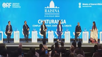 EAM S Jaishankar in a panel discussion at the Raisina Dialogue moderated by Network18's Managing Editor Palki Sharma.