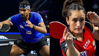 Achanta Sharath Kamal (L) and Manika Batra (R) in file photos from WTT Star Contender events. Image: Artsmith/PTI