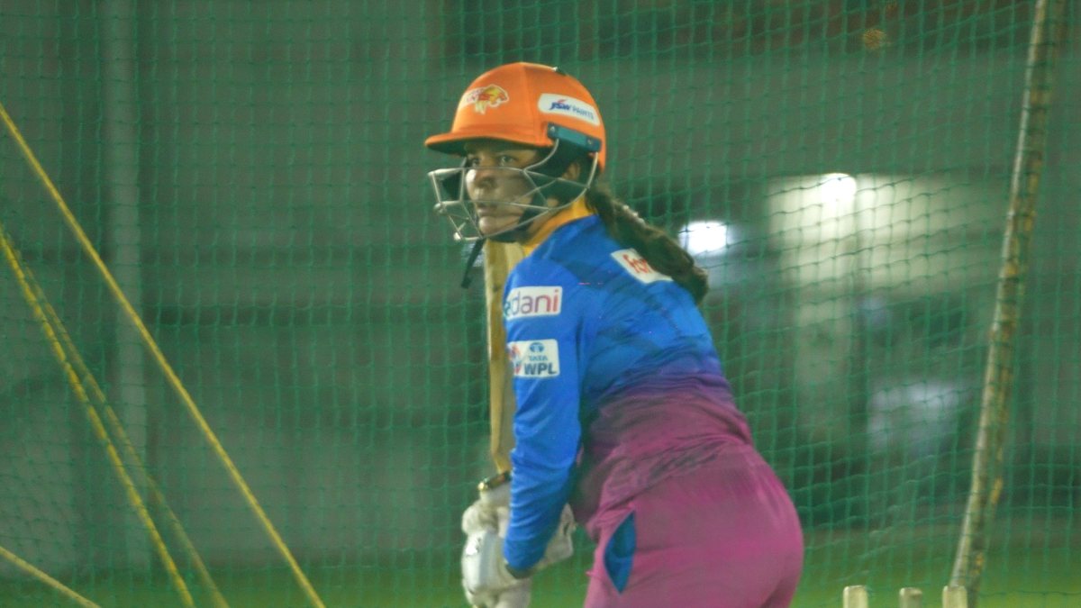 Gujarat Giants spin-bowling all-rounder Tarannum Pathan bats during a training session ahead of the second edition of the Women's Premier League. Image credit: Gujarat Giants Gujarat Giants spin-bowling all-rounder Tarannum Pathan bats during a training session ahead of the second edition of the Women's Premier League. Image credit: Gujarat Giants