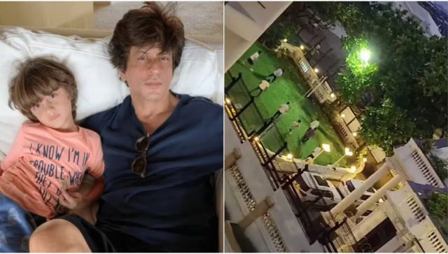 Watch: Shah Rukh Khan spotted playing football with son AbRam in leaked video from Mannat, fans concerned Watch: Shah Rukh Khan spotted playing football with son AbRam in leaked video from Mannat, fans concerned