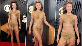 Grammy Awards 2024: Miley Cyrus goes 'bold in gold', wears outfit made with 14,000 safety pins
