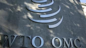 A logo is seen at the World Trade Organization (WTO) headquarters before a news conference in Geneva, Switzerland, October 5, 2022. (Reuters File Photo)
