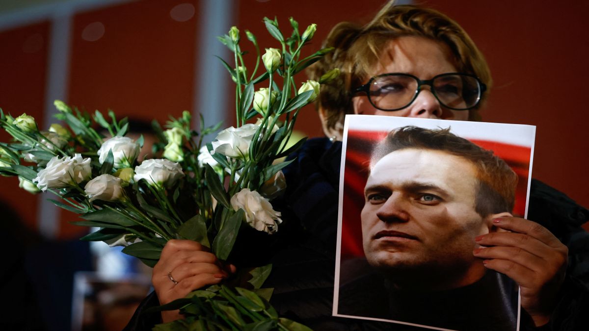 A woman holds a portrait of Russian opposition leader Alexei Navalny as people attend a protest and vigil held in front of the Russian embassy following the death of Navalny, in Kappara, Malta. Reuters A woman holds a portrait of Russian opposition leader Alexei Navalny as people attend a protest and vigil held in front of the Russian embassy following the death of Navalny, in Kappara, Malta. Reuters