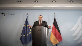 German Defense Minister Boris Pistorius gives a press statement on the status of an investigation into the German military audio that was leaked by Russia, in Berlin, Tuesday, 5 March 2024. AP File Photo