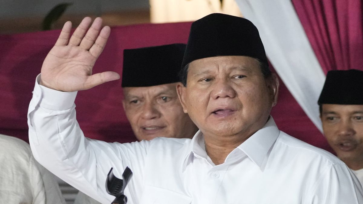Indonesia's defense minister Prabowo Subianto waves at supporters as he delivers a speech after winning the 14 February election in Jakarta, Indonesia. AP Indonesia's defense minister Prabowo Subianto waves at supporters as he delivers a speech after winning the 14 February election in Jakarta, Indonesia. AP