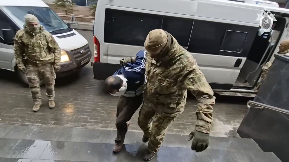 A suspect in the Crocus City Hall shooting last Friday is escorted to the Russian Investigative Committee headquarters in Moscow, Russia. AP A suspect in the Crocus City Hall shooting last Friday is escorted to the Russian Investigative Committee headquarters in Moscow, Russia. AP