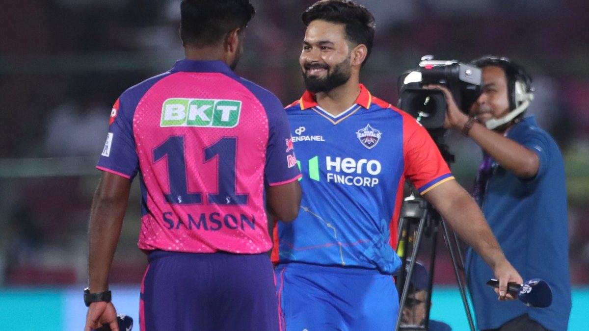 RR skipper Sanju Samson and his DC counterpart Rishabh Pant during the toss in Jaipur on Thursday. AP RR skipper Sanju Samson and his DC counterpart Rishabh Pant during the toss in Jaipur on Thursday. AP