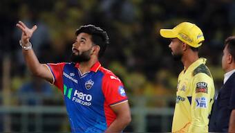 Delhi Capitals' captain Rishabh Pant and his Chennai Super Kings counterpart Ruturaj Gaikwad at the toss in Vizag. AP 