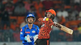 Abhishek Sharma broke Travis Head's record for the fastest fifty by a SRH batter in the same IPL match. Sportzpics 
