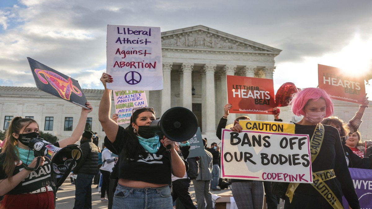 Pro-choice and anti-abortion both demonstrate outside the United States Supreme Court as the court hears arguments over a challenge to a Texas law that bans abortion after six weeks in Washington, US. Reuters File Pro-choice and anti-abortion both demonstrate outside the United States Supreme Court as the court hears arguments over a challenge to a Texas law that bans abortion after six weeks in Washington, US. Reuters File