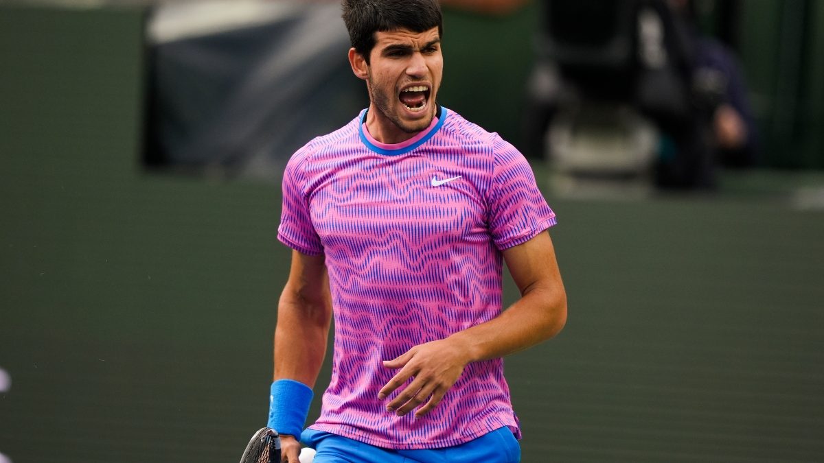 Carlos Alcaraz broke Sinner in the third and fifth games of the third. The players were blasting the ball from both sides and attacking the net, which made for several entertaining and sharply angled volley exchanges. AP Carlos Alcaraz broke Sinner in the third and fifth games of the third. The players were blasting the ball from both sides and attacking the net, which made for several entertaining and sharply angled volley exchanges. AP