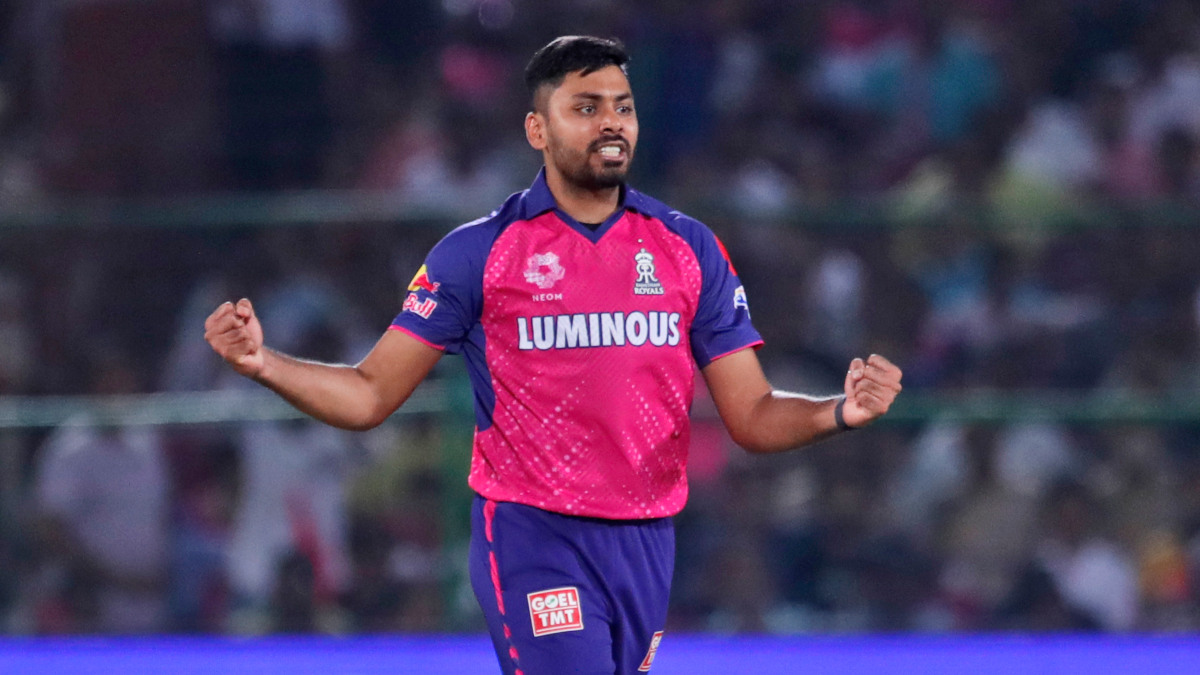 Rajasthan Royals pacer Avesh Khan celebrates after dismissing Delhi Capitals opener David Warner. AP Rajasthan Royals pacer Avesh Khan celebrates after dismissing Delhi Capitals opener David Warner. AP