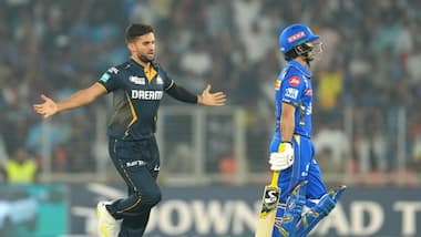 Ishan Kishan dismissed for a four-ball duck on comeback during GT-MI match in Ahmedabad