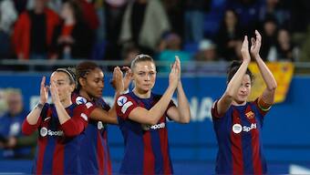 Barcelona women's football team beat SK Brann Kvinner to move into the Women's Champions League last-four. AP