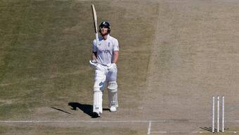 England captain Ben Stokes reacts after getting dismissed for 2 on the third day of the fifth Test against India in Dharamsala. Reuters