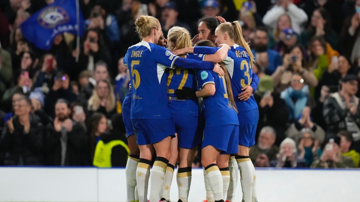Chelsea's Mayra Ramirez (second right) celebrates with teammates after scoring against Ajax in the Women's Champions League. AP Chelsea's Mayra Ramirez (second right) celebrates with teammates after scoring against Ajax in the Women's Champions League. AP