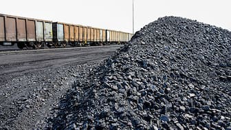 A pile of processed coal next to a rail siding waiting to be put on a train for transportion to a coastal port. PTI