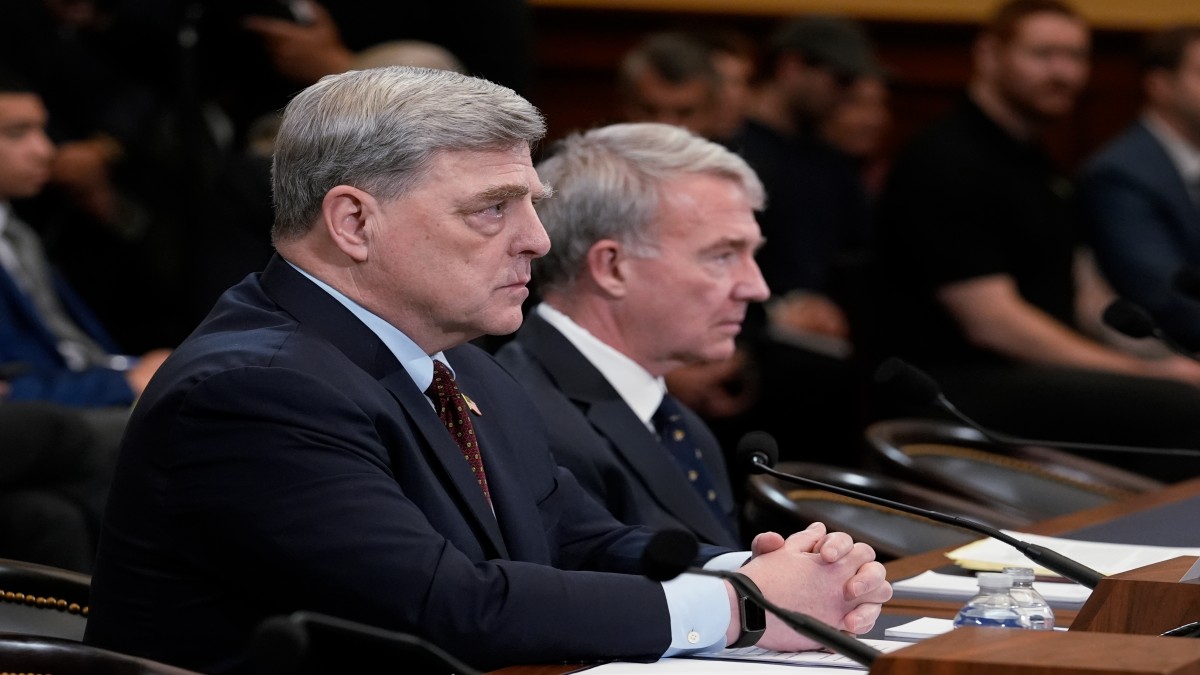 Retired Gen. Mark Milley, left, the former chairman of the Joint Chiefs of Staff, left, and retired Gen. Kenneth McKenzie, former commander of the U.S. Central Command, speak to the House Foreign Affairs Committee about the U.S. withdrawal from Afghanistan, at the Capitol in Washington. AP Retired Gen. Mark Milley, left, the former chairman of the Joint Chiefs of Staff, left, and retired Gen. Kenneth McKenzie, former commander of the U.S. Central Command, speak to the House Foreign Affairs Committee about the U.S. withdrawal from Afghanistan, at the Capitol in Washington. AP