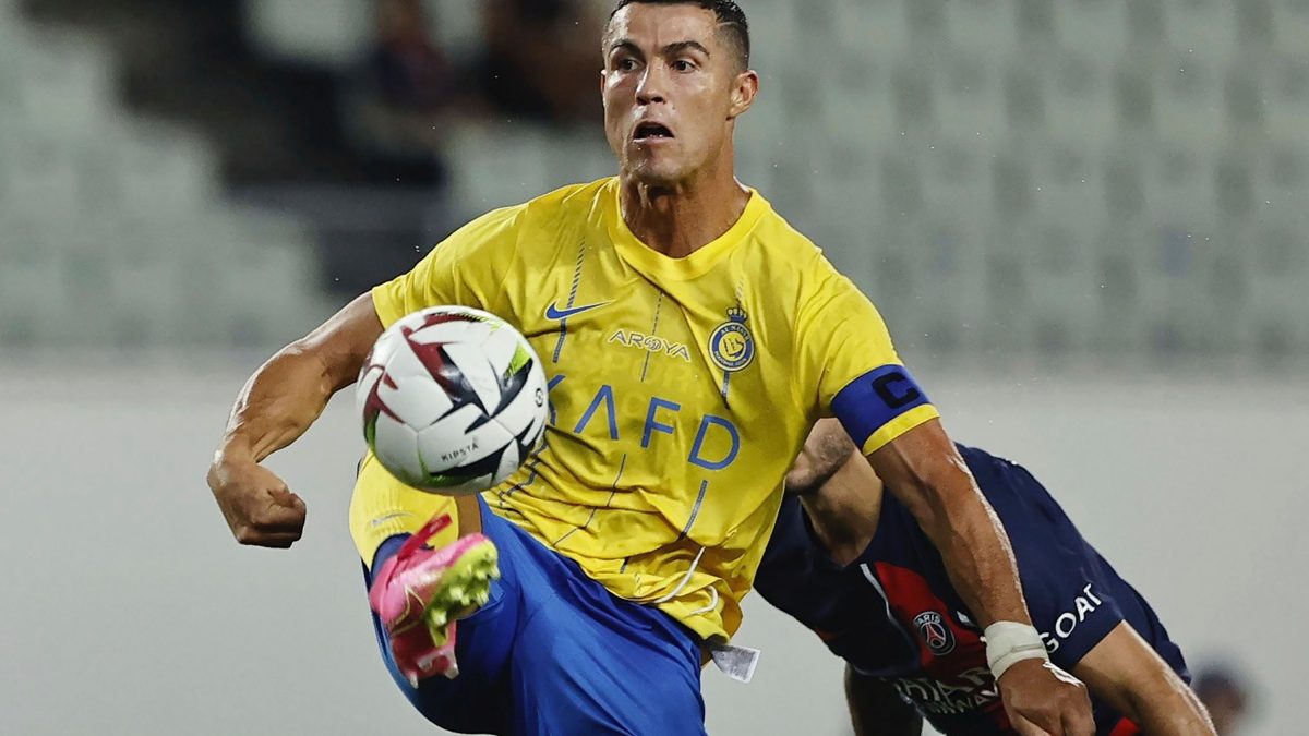 Al Nassr's Cristiano Ronaldo controls the ball during a game. AP File Photo Al Nassr's Cristiano Ronaldo controls the ball during a game. AP File Photo