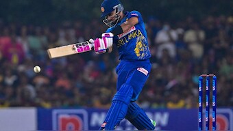 Dasun Shanaka plays a shot in a file photo. AFP