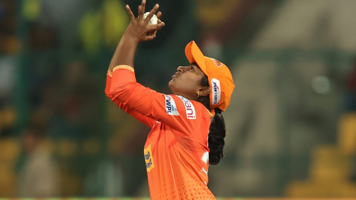 Dayalan Hemalatha of Gujarat Giants suffered the blow while fielding against Delhi Capitals in the Women's Premier League. Sportzpics Dayalan Hemalatha of Gujarat Giants suffered the blow while fielding against Delhi Capitals in the Women's Premier League. Sportzpics