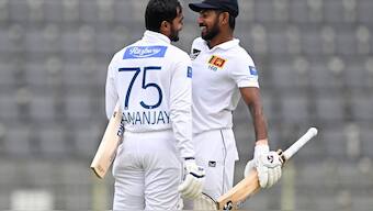Dhananjaya de Silva (L) and Kamindu Mendis struck centuries in both innings of the first Test against Bangladesh in Sylhet. AFP