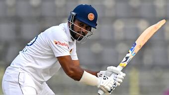 Sri Lanka's Dimuth Karunaratne bats on Day 2 of the first Test against Bangladesh. AFP
