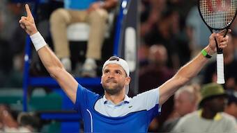 Grigor Dimitrov picked up his second straight win against Carlos Alcaraz at the Miami Open. AP