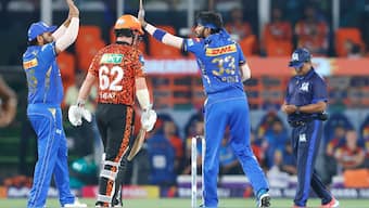 Hardik Pandya (c) and Rohit Sharma (L) during Sunrisers Hyderabad vs Mumbai Indians in Hyderabad in IPL 2024. Image: Sportzpics