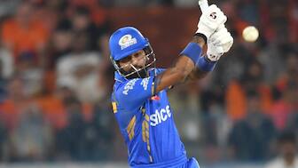 Mumbai Indians captain Hardik Pandya in action against Sunrisers Hyderabad. PTI