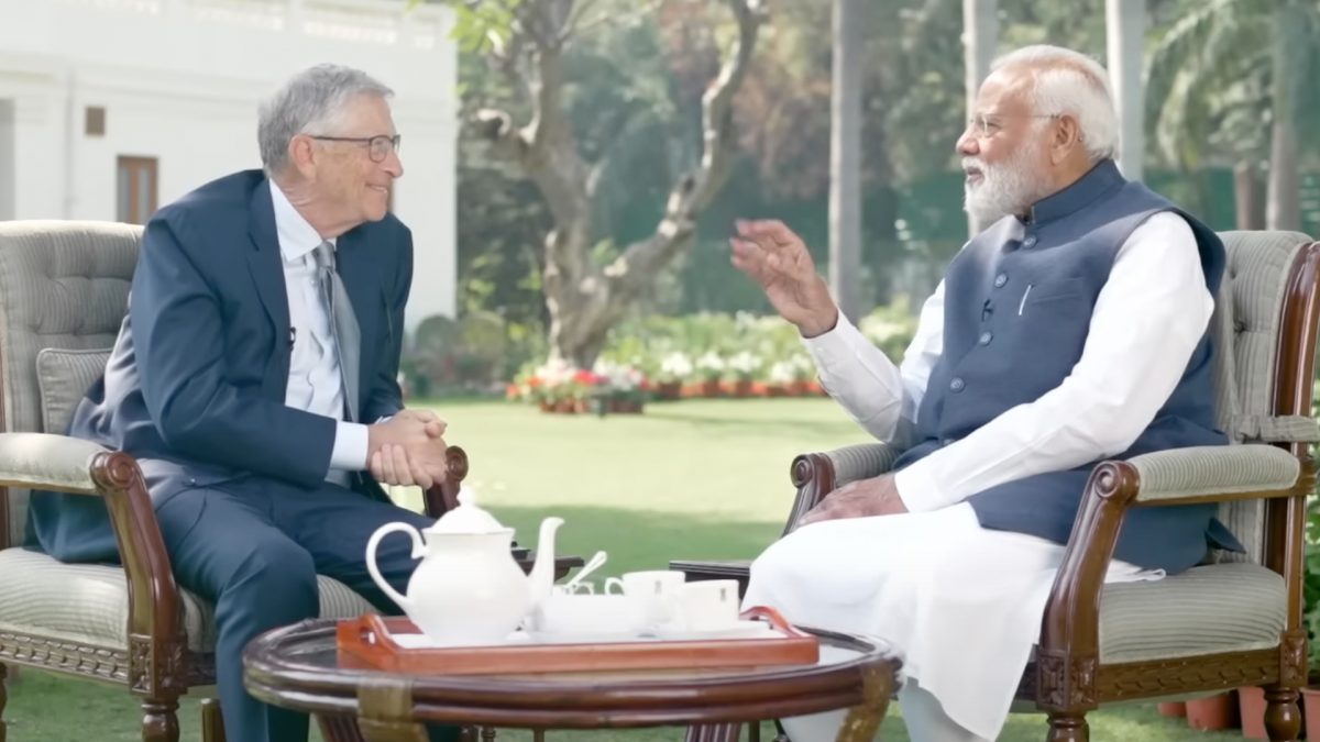 PM Modi and Bill Gates, in conversation. Screengrab PM Modi and Bill Gates, in conversation. Screengrab