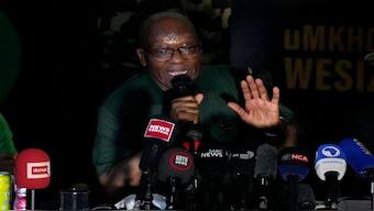 Former South African President Jacob Zuma speaks during a press conference in Soweto, South Africa. AP File