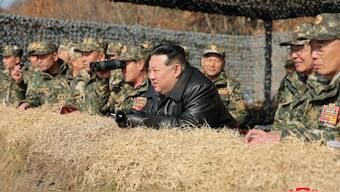 Kim Jong Un guides tankmen's training match. KCNA.