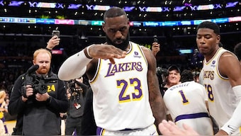 Los Angeles Lakers forward LeBron James made the record in his 21st NBA season. AP
