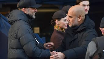 Liverpool vs Manchester City match will be also about clash between managers Jugen Klopp and Pep Guardiola. AP 