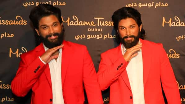 Allu Arjun unveils his wax statue at Madam Tussauds Dubai; strikes iconic Pushpa pose with daughter Arha