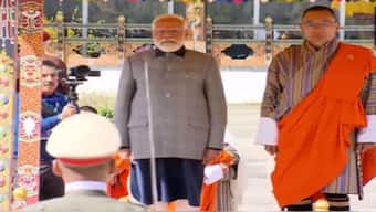 Prime Minister Narendra Modi with his Bhutanese counterpart Tshering Tobgay on Friday. ANI