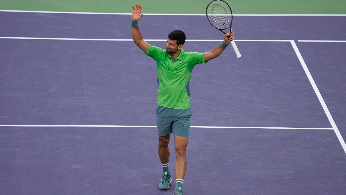 24-time Grand Slam champion Novak Djokovic celebrates after defeating Aleksandar Vukic in their ATP Indian Wells Open meeting in Indian Wells, California. AP 24-time Grand Slam champion Novak Djokovic celebrates after defeating Aleksandar Vukic in their ATP Indian Wells Open meeting in Indian Wells, California. AP