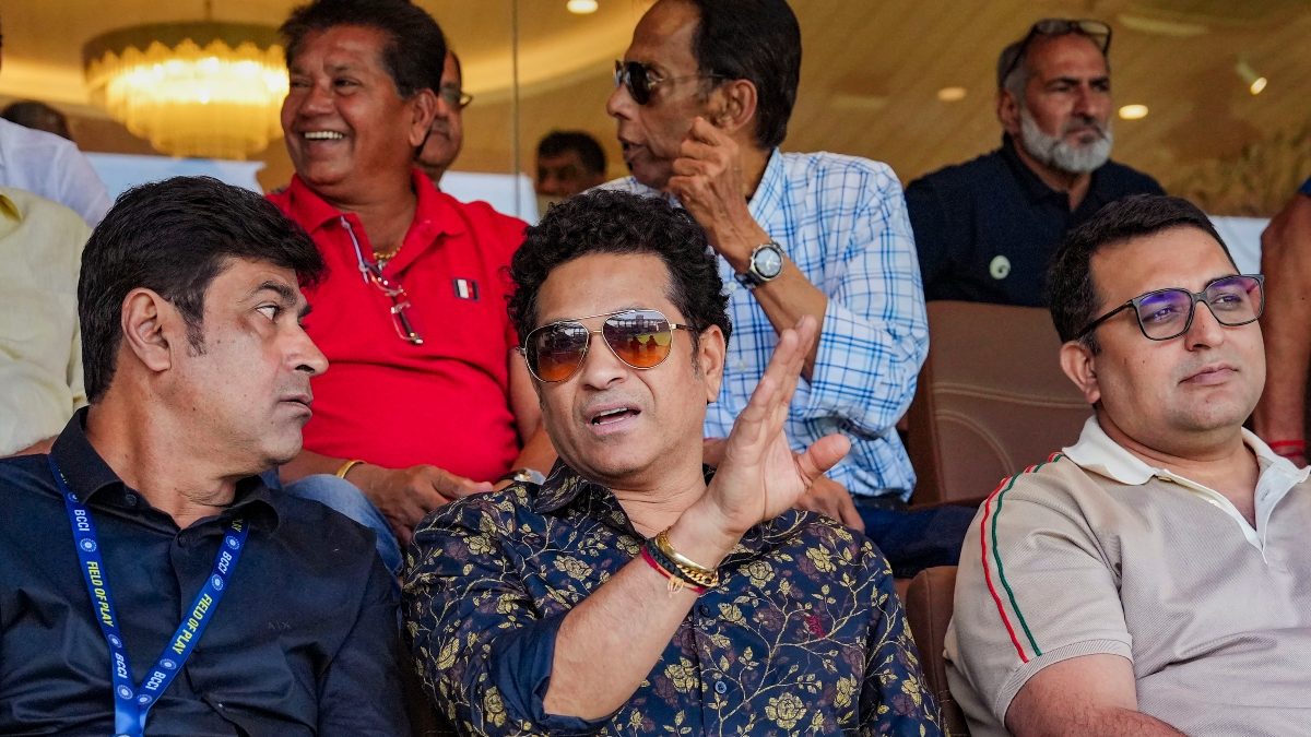 Sachin Tendulkar was present at the Wankhede Stadium witnessing the Ranji Trophy final between Mumbai and Vidarbha. PTI Sachin Tendulkar was present at the Wankhede Stadium witnessing the Ranji Trophy final between Mumbai and Vidarbha. PTI