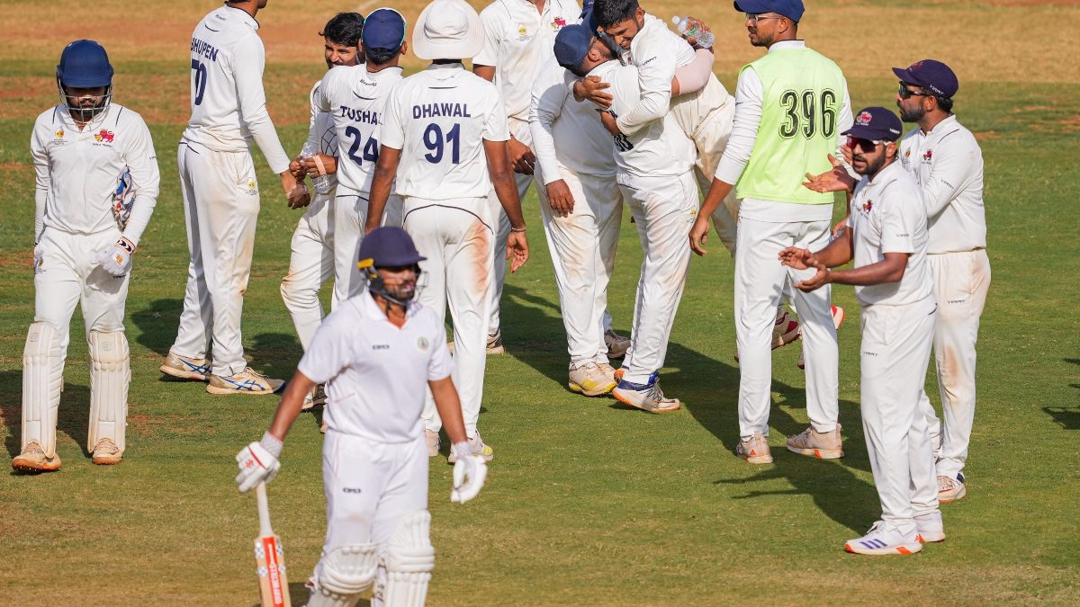 Mumbai had restricted Vidarbha to 223/5 before seeing them off for 368 in the Ranji Trophy final at the Wankhede Stadium on Thursday. PTI Mumbai had restricted Vidarbha to 223/5 before seeing them off for 368 in the Ranji Trophy final at the Wankhede Stadium on Thursday. PTI