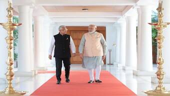 PM Narendra Modi with his Mauritius counterpart Pravind Jugnauth. Image: X/ @narendramodi