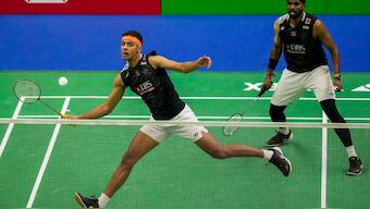 India's Chirag Shetty and Satwiksairaj Rankireddy during a men's doubles final badminton match during India Open 2024. PTI