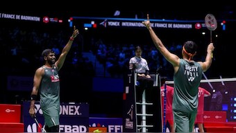 Satwiksairaj Rankireddy and Chirag Shetty have reached a third consecutive final following their victory in the French Open Super 750 semis. Image credit: X/@badmintonphoto