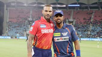 LSG vs PBKS, IPL 2024 Match 11 LIVE: Punjab Kings captain Shikhar Dhawan with his Lucknow Super Giants counterpart Nicholas Pooran. Image credit: IPL