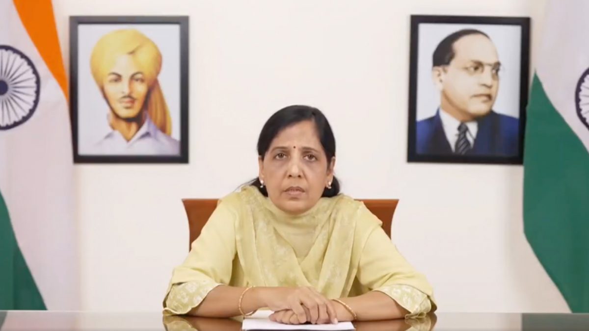 Delhi Chief Minister Arvind Kejriwal's wife Sunit Kejriwal. X/@AamAadmiParty Delhi Chief Minister Arvind Kejriwal's wife Sunit Kejriwal. X/@AamAadmiParty