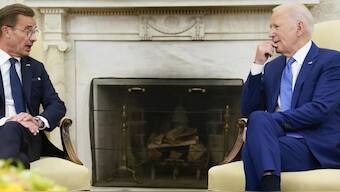 Sweden's "instrument of accession" to the NATO alliance was formally lodged at the US State Department, and Swedish Prime Minister Ulf Kristersson and US Secretary of State Antony Blinken presided over the ceremony Image Courtesy AP